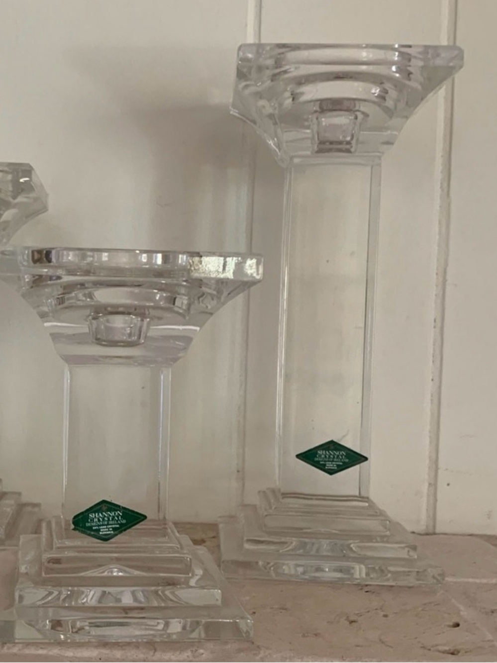 Shannon Crystal Pillar Candle Holder - 9”